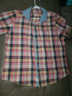 U.S. Polo Assn. Men Short-Sleeve Plaid Button-Up Shirt - Red, Navy, Yellow